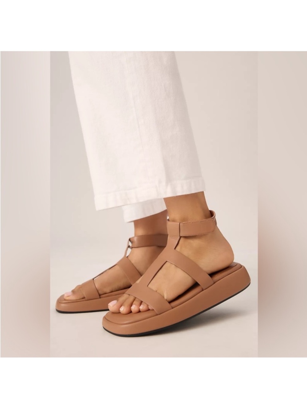 Jeffrey Campbell Tan Strappy Platform Sandals